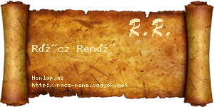 Rácz René névjegykártya